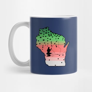 Rainbow Trout Fly Fish Wisconsin State Map Fly Fishing Fisherman Gifts Mug